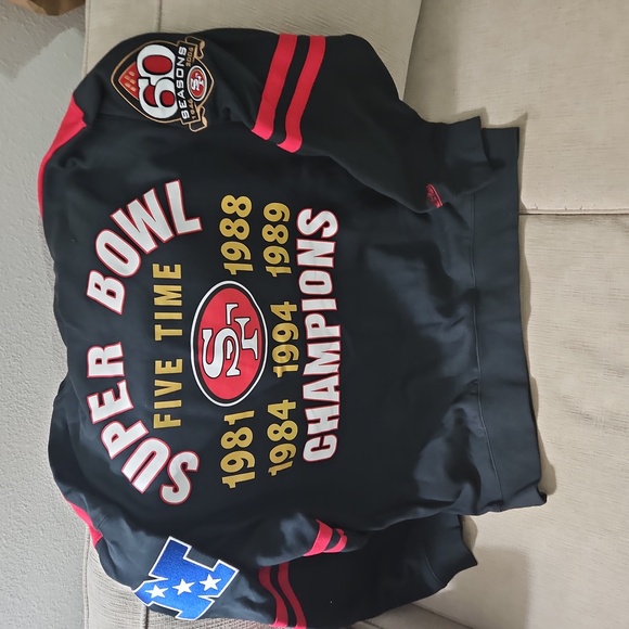 San Francisco Mitchell And Ness 49ers Red and Black Crewneck. NWT. - Picture 2 of 7